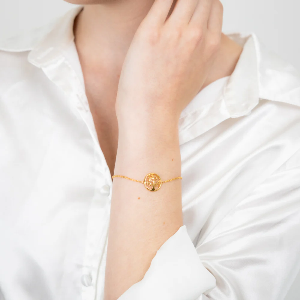 Sterling Silver Gold Plated Tree Of Life 16+3cm Bracelet - Image 4