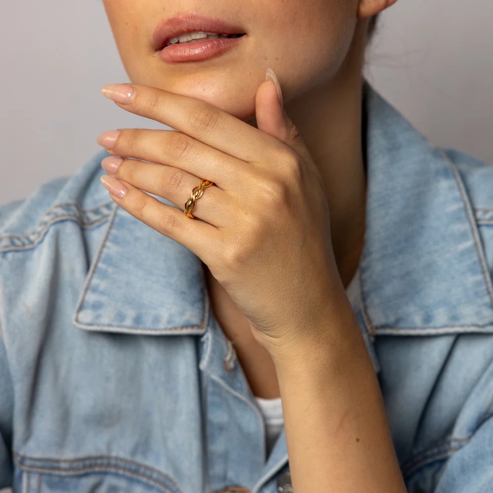 Sterling Silver Gold Plated Twist Ring - Image 2