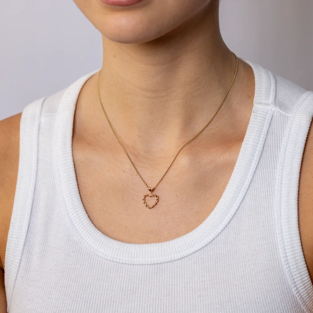 Sterling Silver Gold Plated Twisted Heart Pendant - Image 2