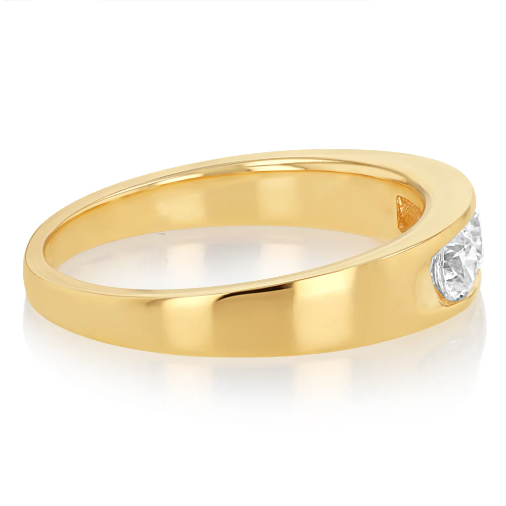 Sterling Silver Gold Plated White Cubic Zirconia Channel Ring - Image 2