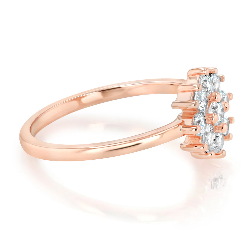 Sterling Silver Gold Plated White Cubic Zirconia Flower Fancy Ring - Image 2