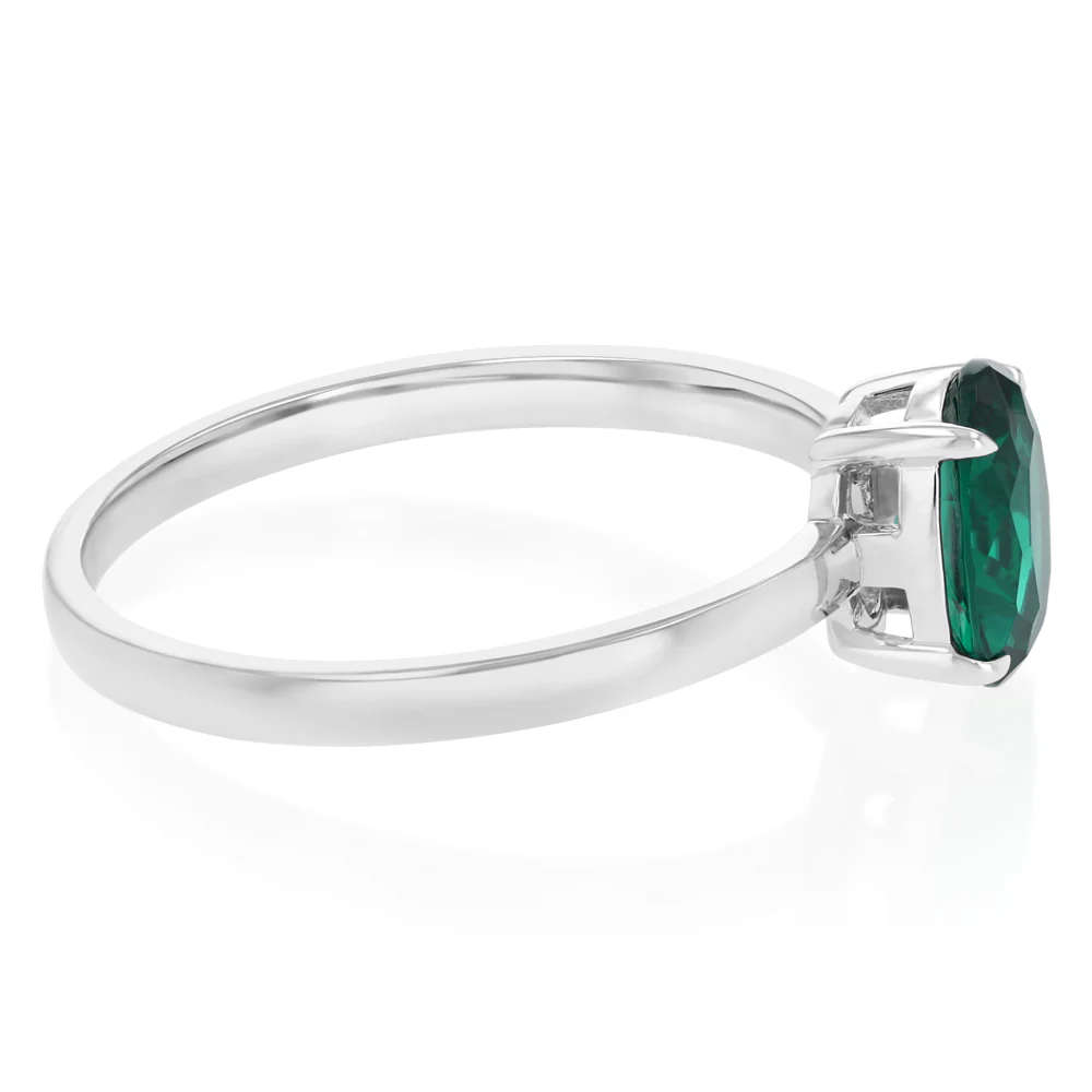 Sterling Silver Green Cubic Zirconia Oval Ring - Image 2