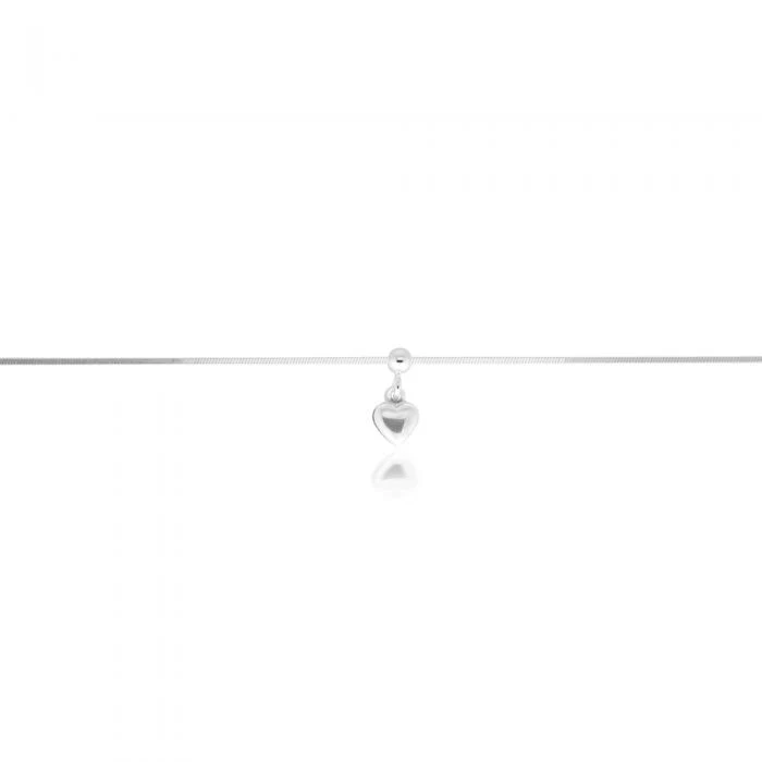 Sterling Silver Heart Charm 25cm Box Link Anklet - Image 2