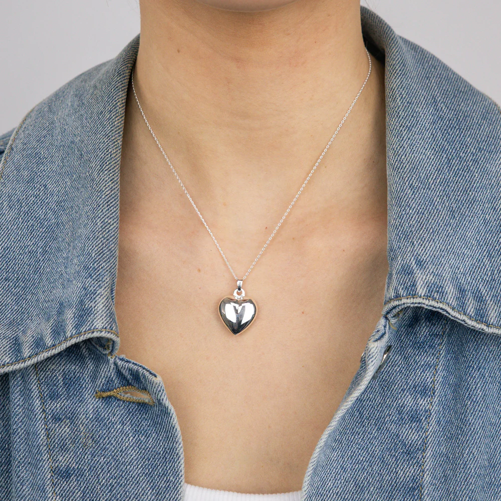 Sterling Silver Heart Pendant On 42+3cm Chain - Image 2
