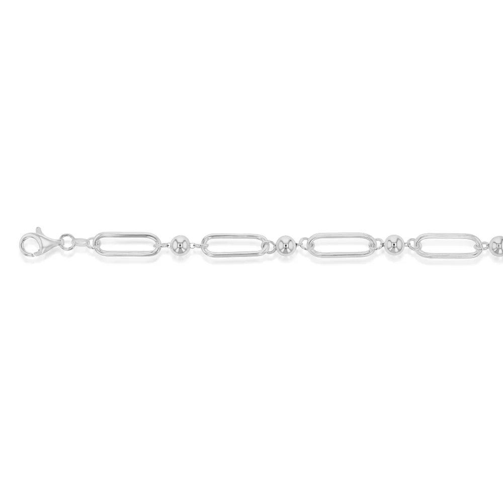 Sterling Silver Link And Ball Fancy 19cm Bracelet - Image 2