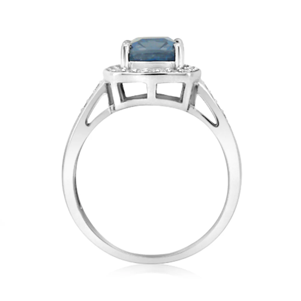 Sterling Silver London Blue Topaz & 38Cubic Zirconia Ring - Image 3