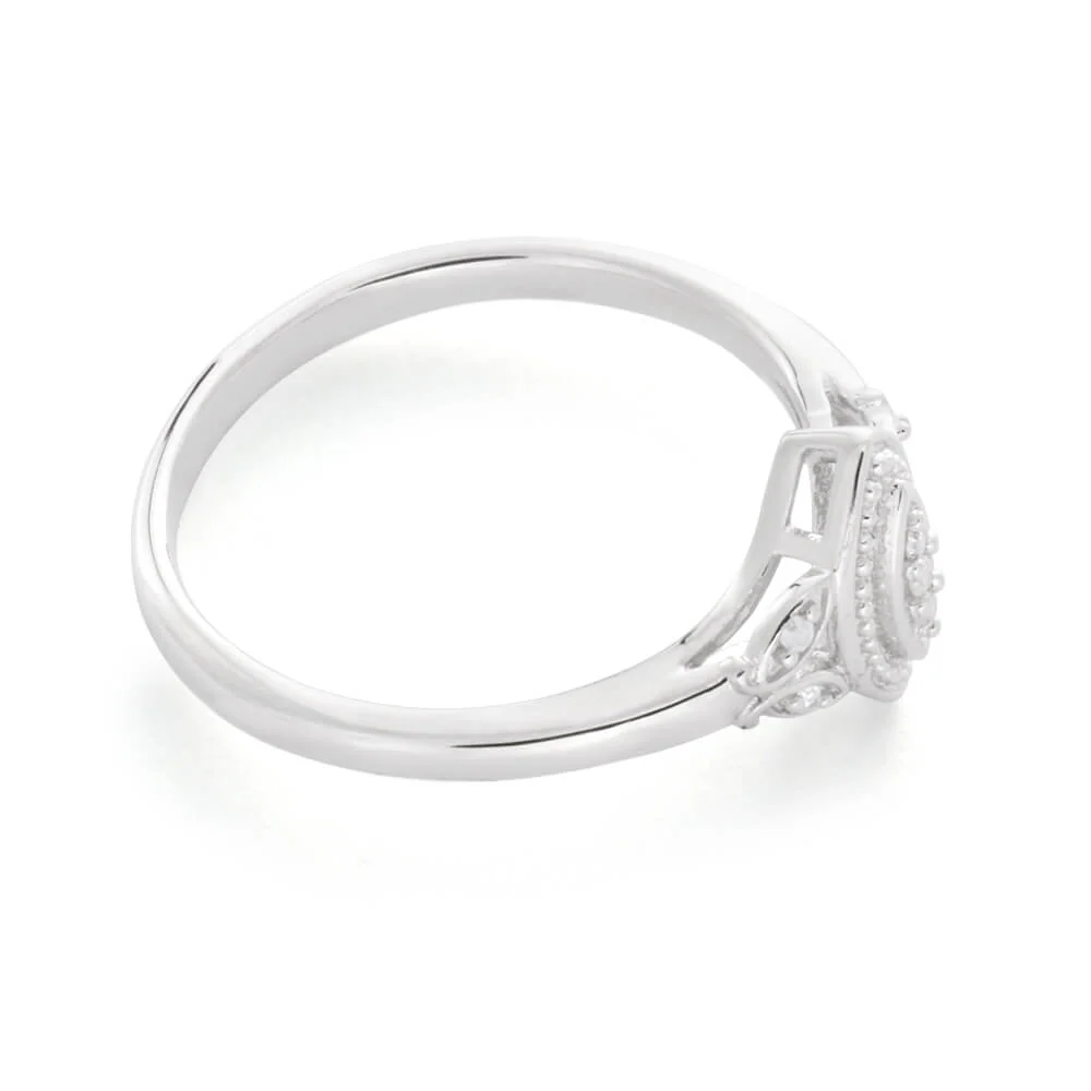 Sterling Silver Marquise Shaped Diamond Ring - Image 2