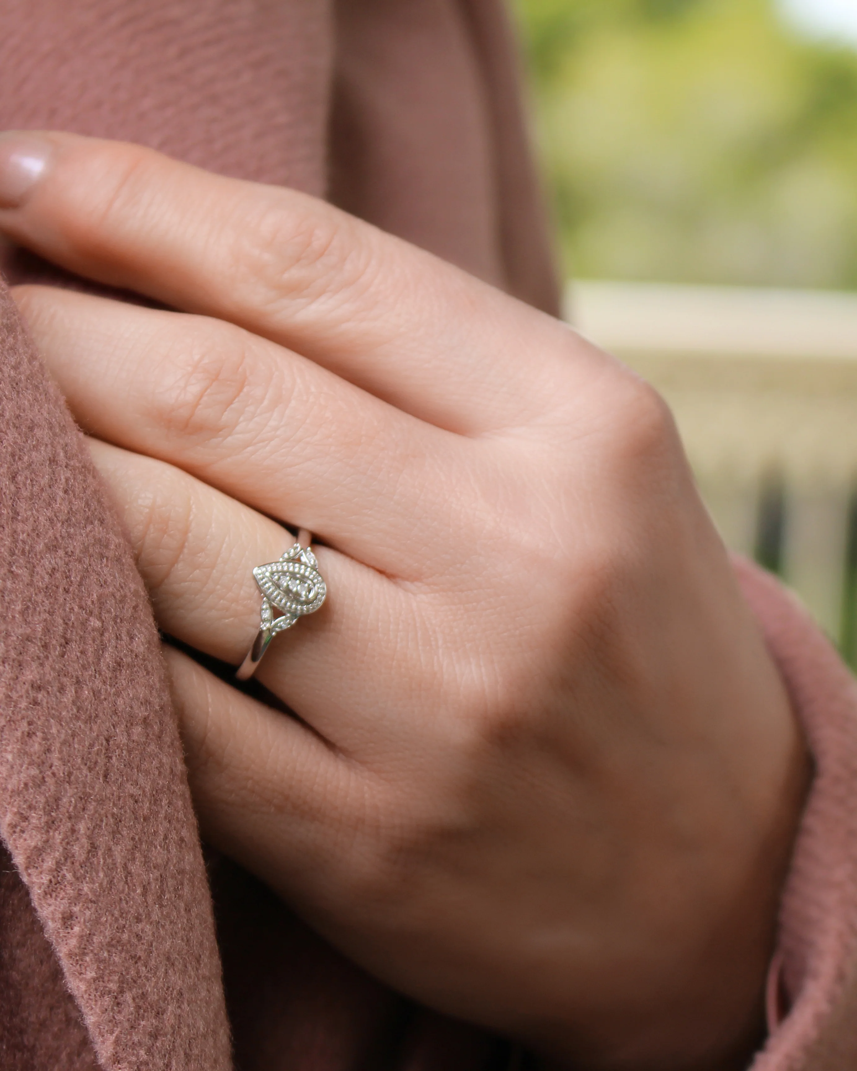 Sterling Silver Marquise Shaped Diamond Ring - Image 3
