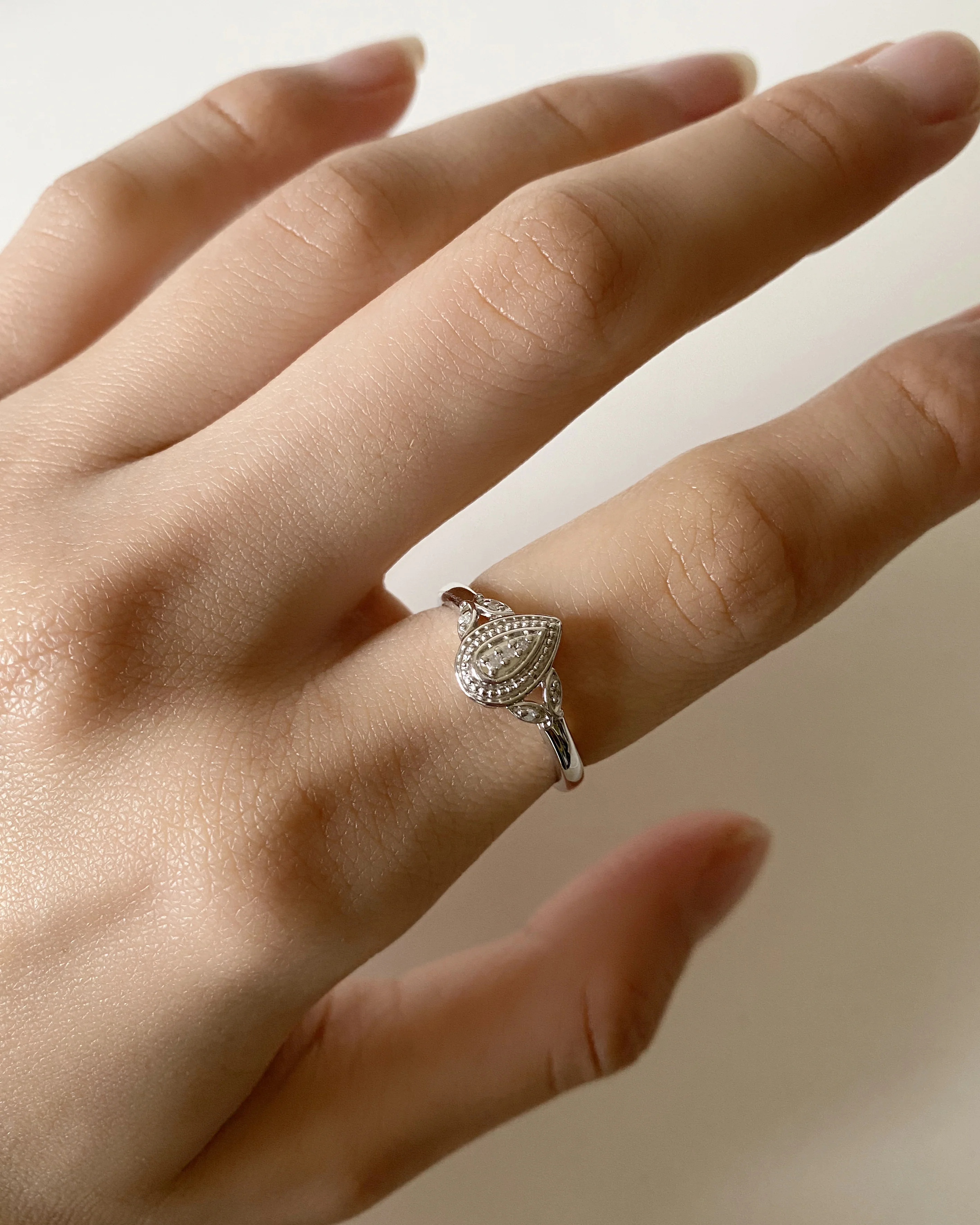 Sterling Silver Marquise Shaped Diamond Ring - Image 4