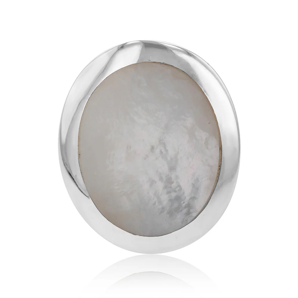 Sterling Silver Mother Of Pearl Round Ring