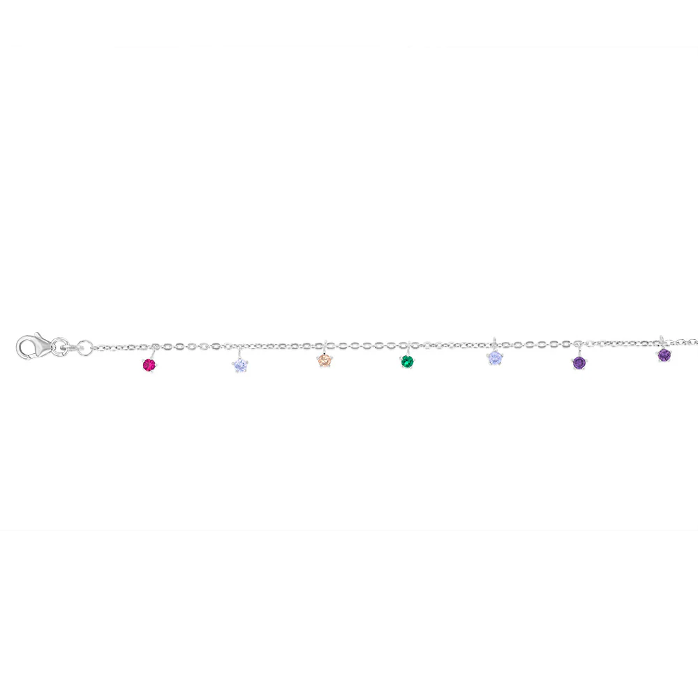 Sterling Silver Multicolour Charm 19cm Bracelet - Image 2