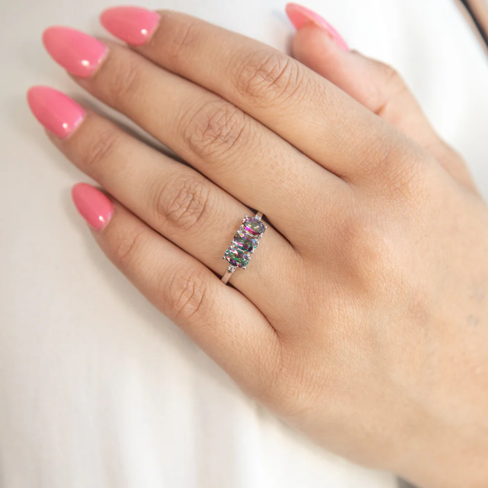 Sterling Silver Mystic Topaz Trilogy Ring - Image 3