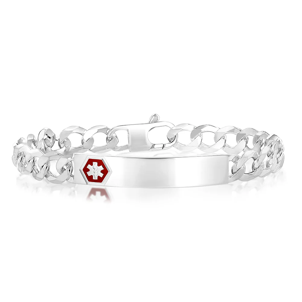 Sterling Silver Open 180 Gauge Curb Fancy ID 21cm Bracelet