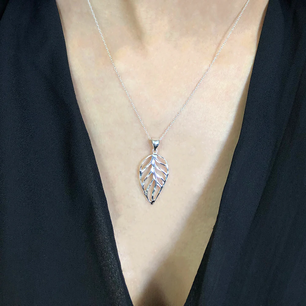Sterling Silver Open Leaf Pendant - Image 2