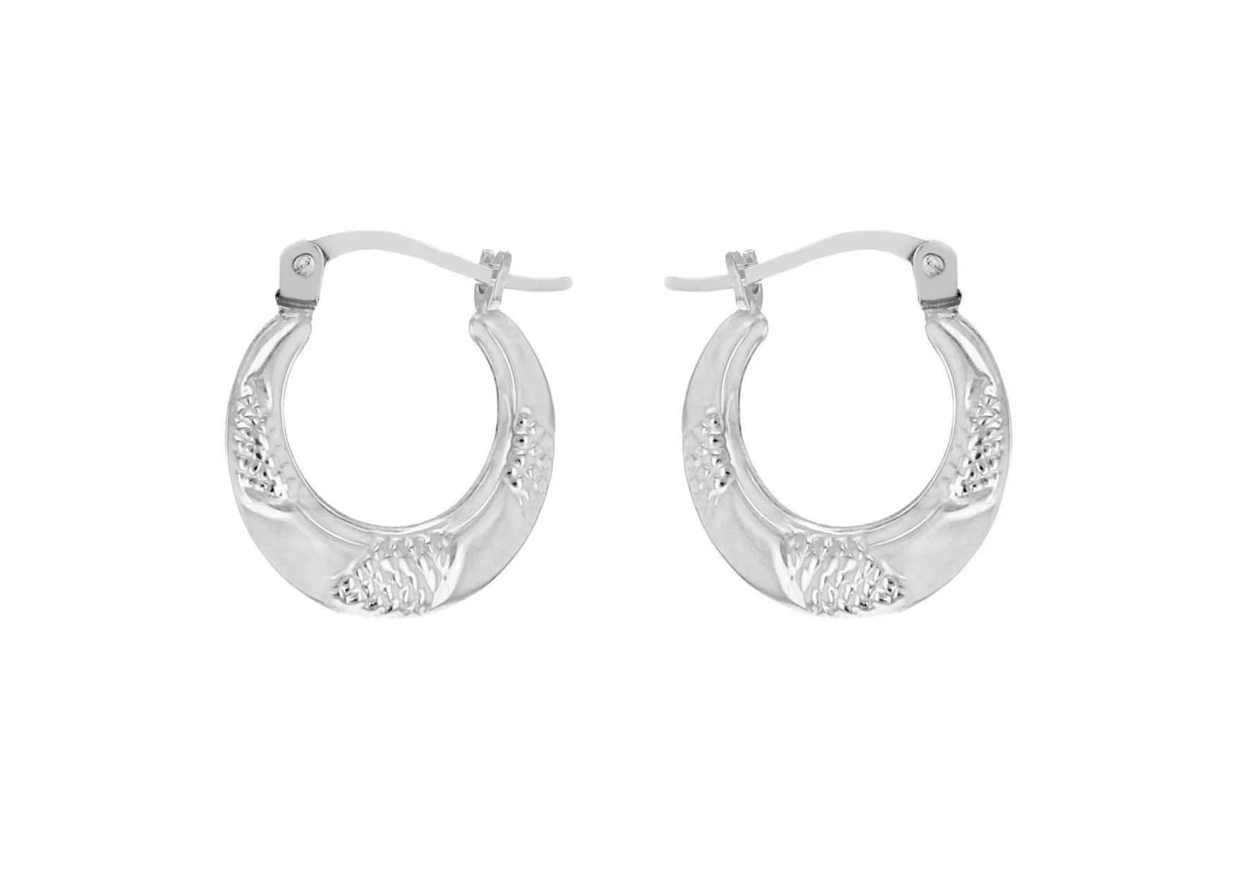 Sterling Silver Patterened Creole Hoop Earrings