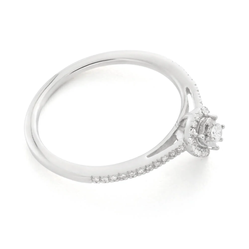 Sterling Silver Pear Shape Diamond Promise Ring - Image 2