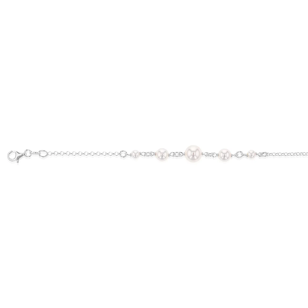 Sterling Silver Pearls On 19cm Bracelet - Image 2