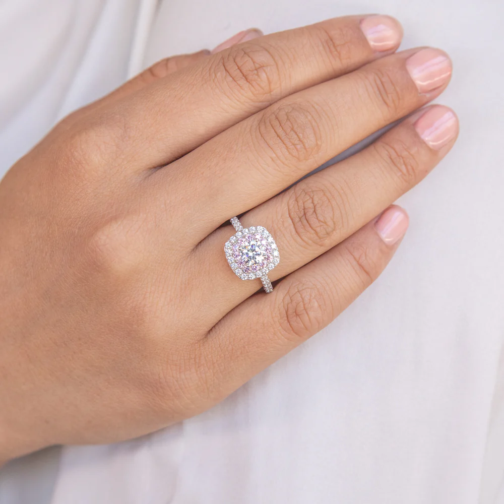 Sterling Silver Pink and White Zirconia Ring - Image 3