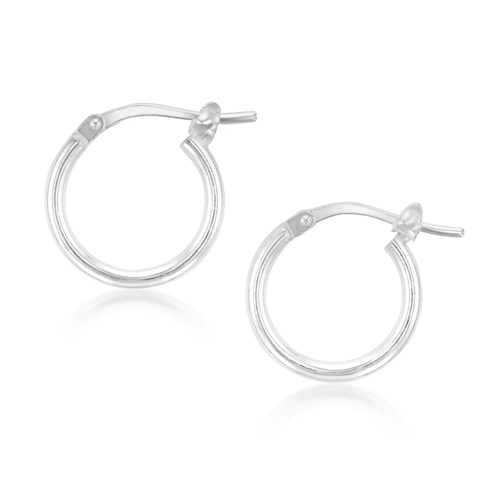 Sterling Silver Plain 10mm Hoop Earrings - Image 2