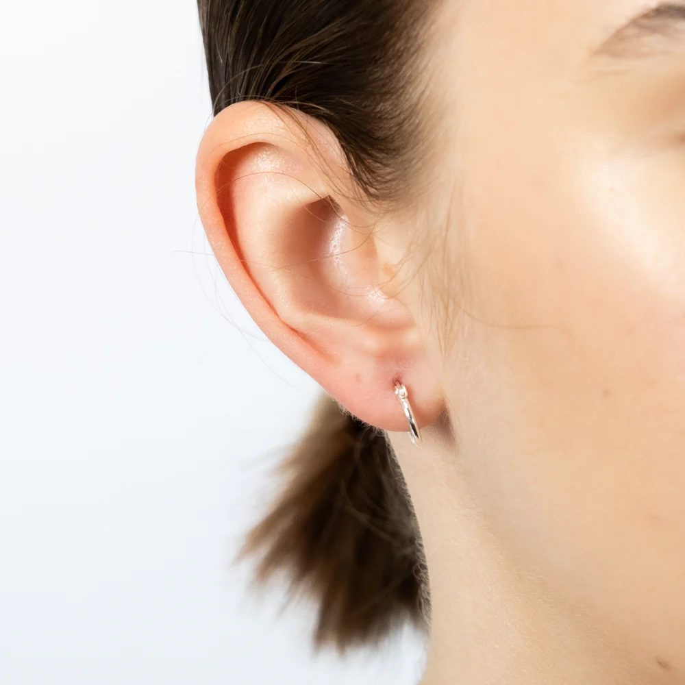 Sterling Silver Plain 10mm Hoop Earrings - Image 2