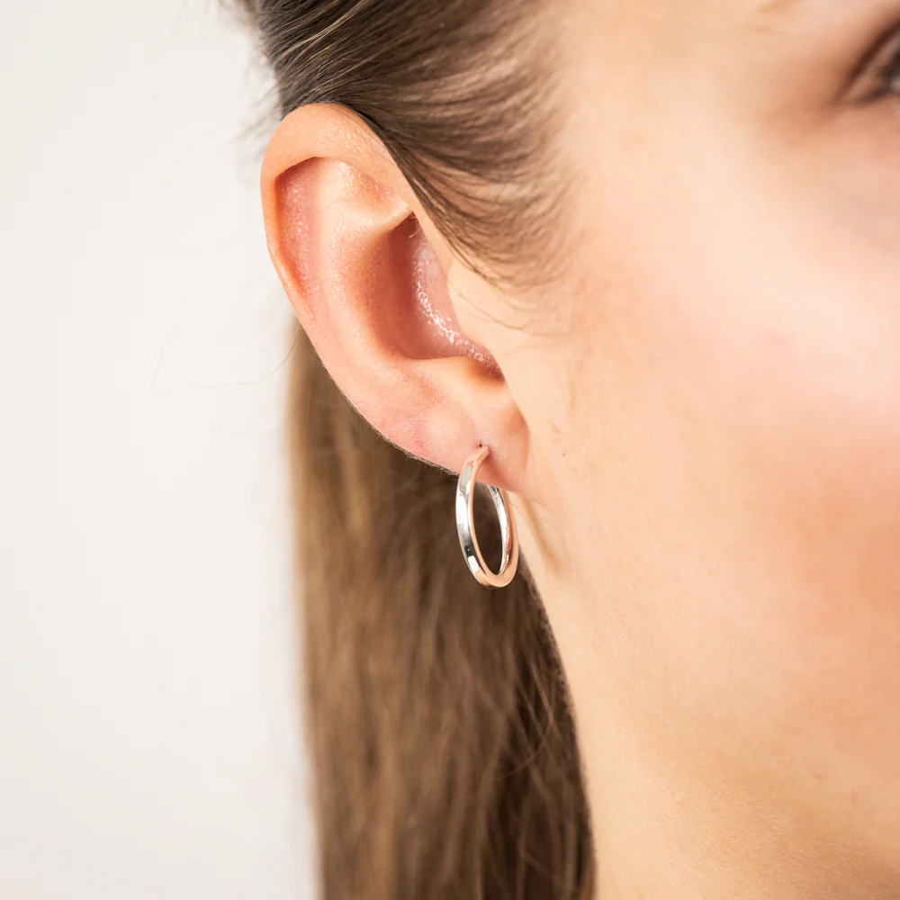 Sterling Silver Plain 15mm Sleeper Earring - Image 2