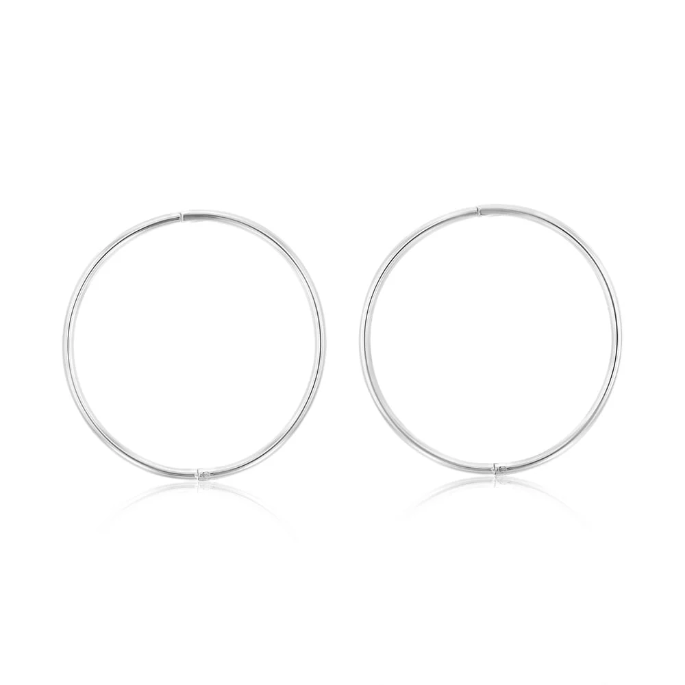 Sterling Silver Plain 25mm Sleeper Earrings