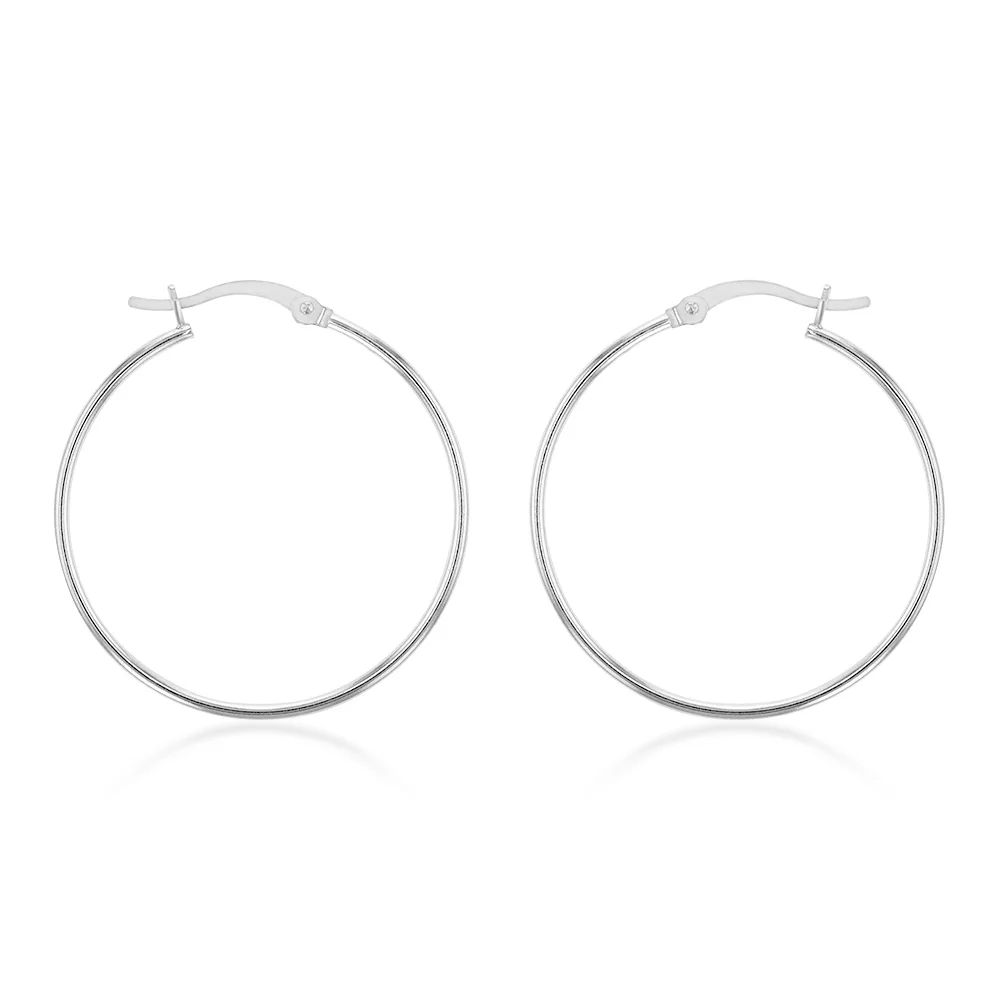 Sterling Silver Plain 30mm Hoop Earrings
