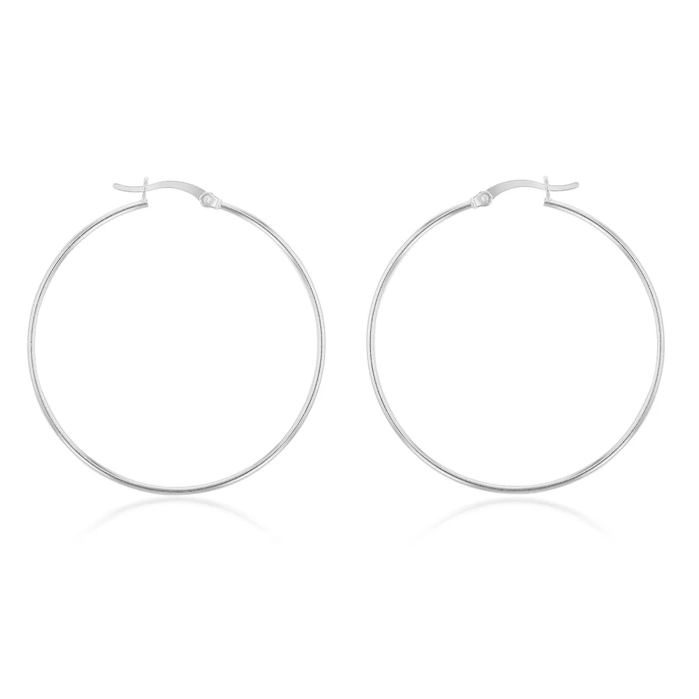 Sterling Silver Plain 40mm Hoop Earrings