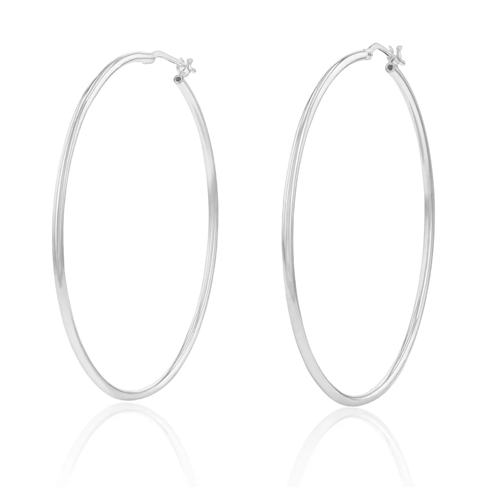 Sterling Silver Plain 50mm Hoop Earring