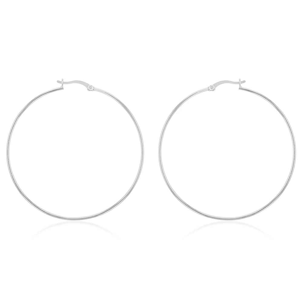 Sterling Silver Plain 60mm Hoop Earrings
