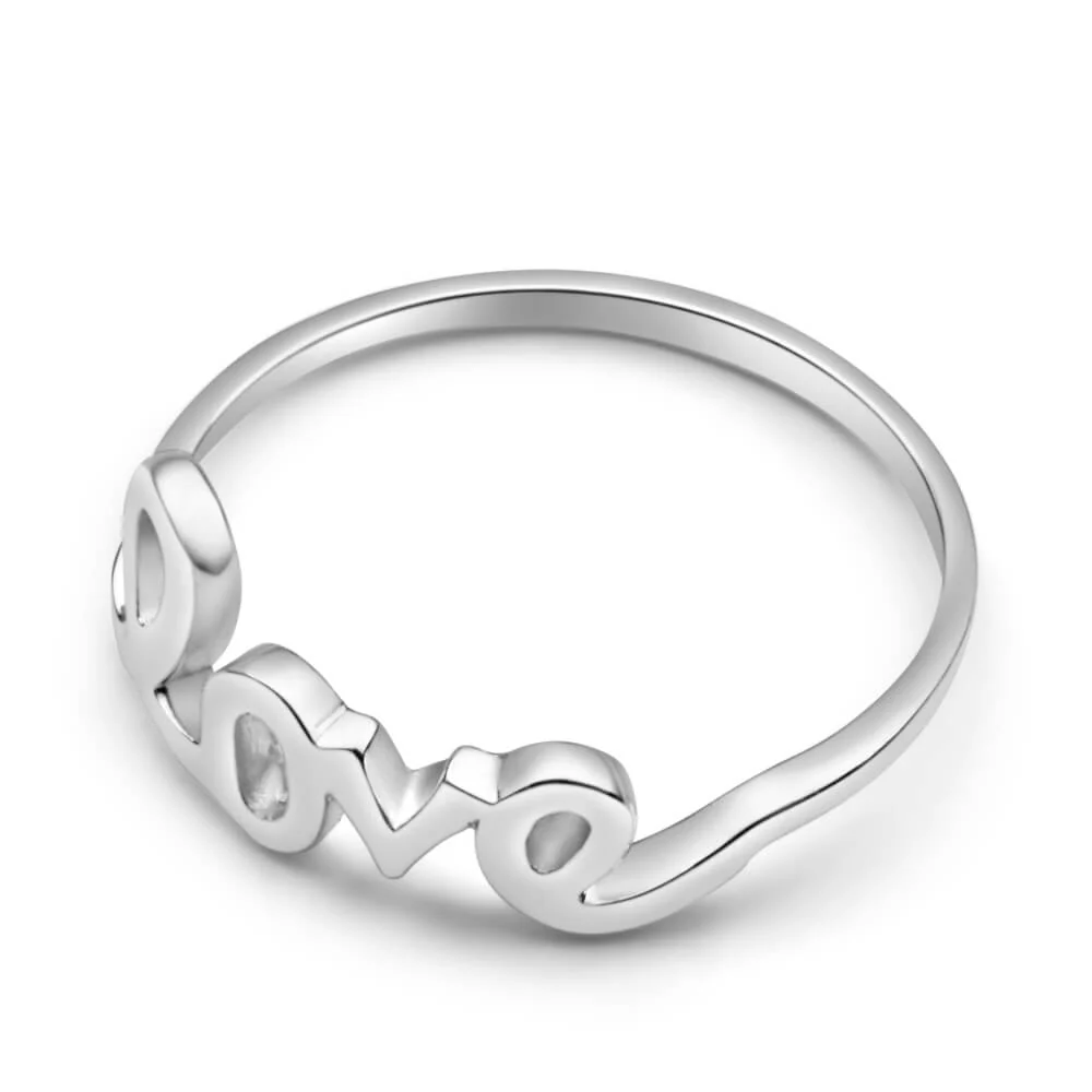 Sterling Silver Plain Cursive Love Ring - Image 2