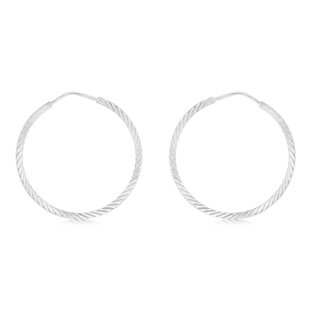 Sterling Silver Plain Hoop Earrings