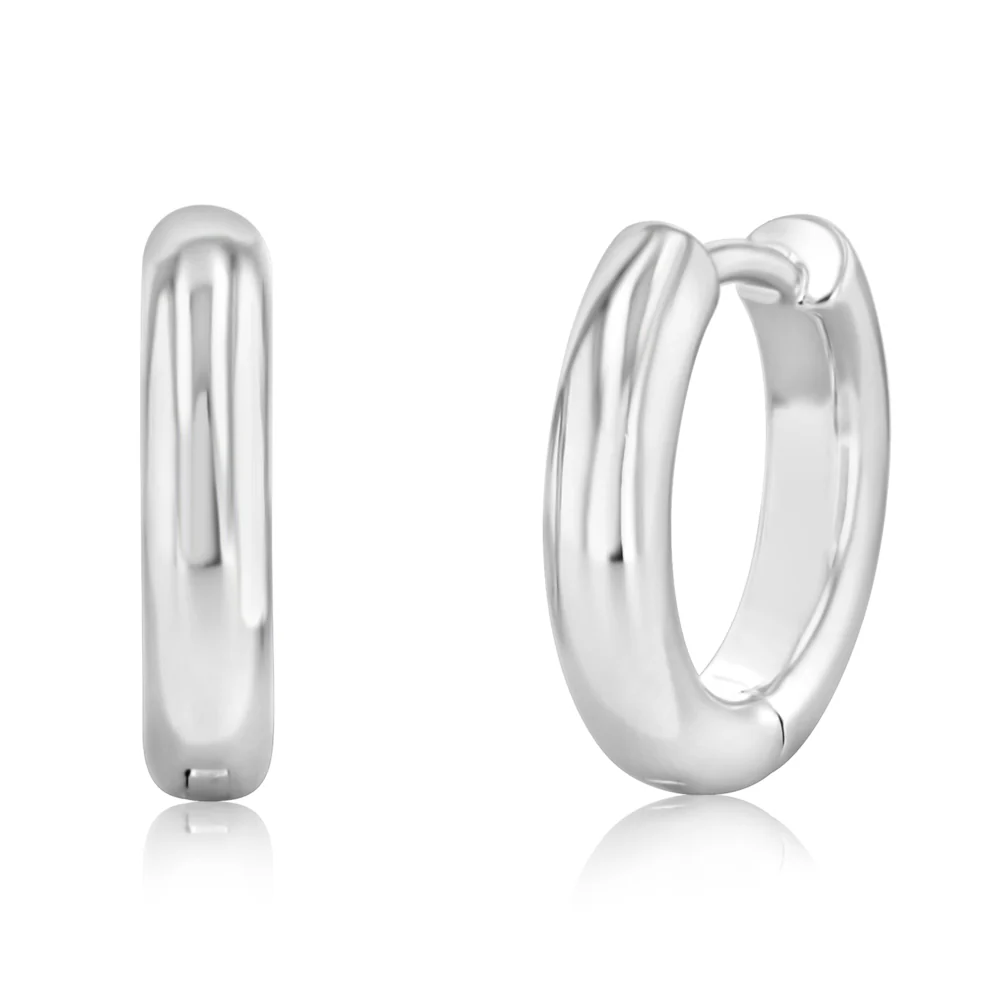 Sterling Silver Plain Huggie Earrings