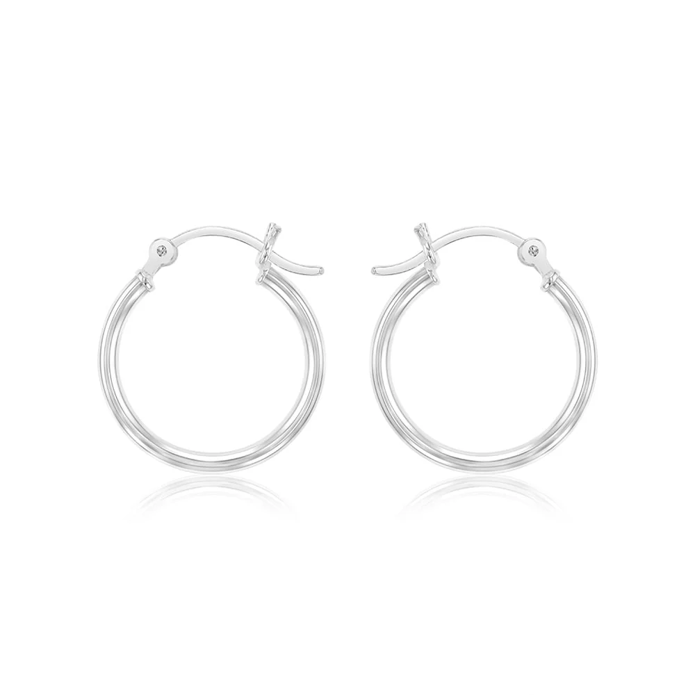 Sterling Silver Plain Round 20mm Hoop Earrings