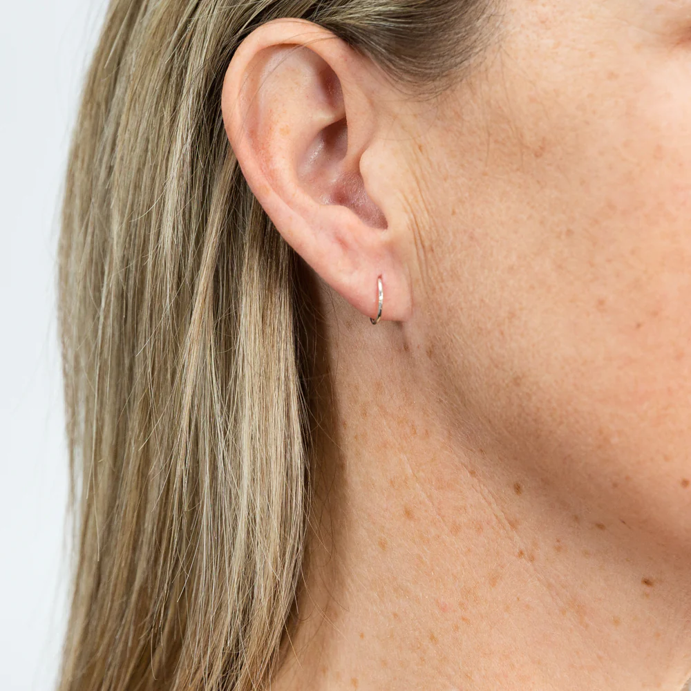 Sterling Silver Plain Sleeper 8mm Earrings - Image 2