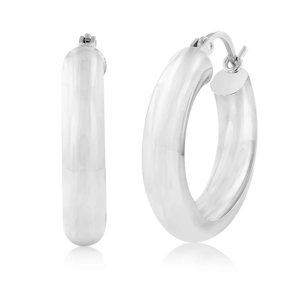 Sterling Silver Polished 15mm Hoop Earrings