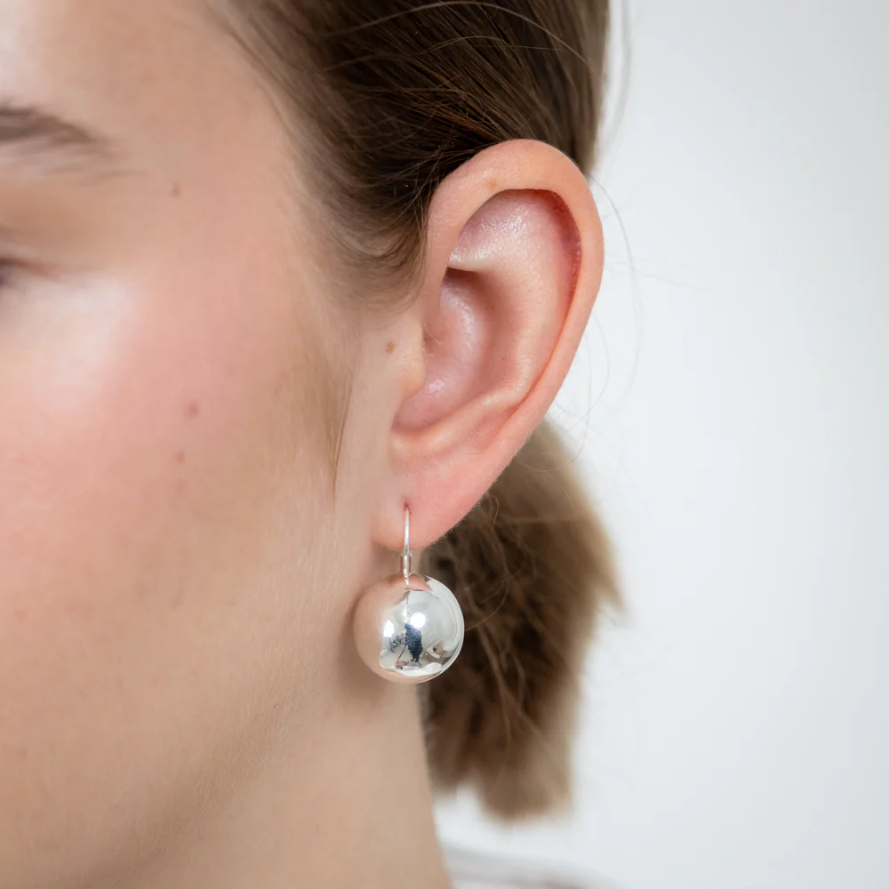 Sterling Silver Polished 16mm Ball Leverback Earrings - Image 2