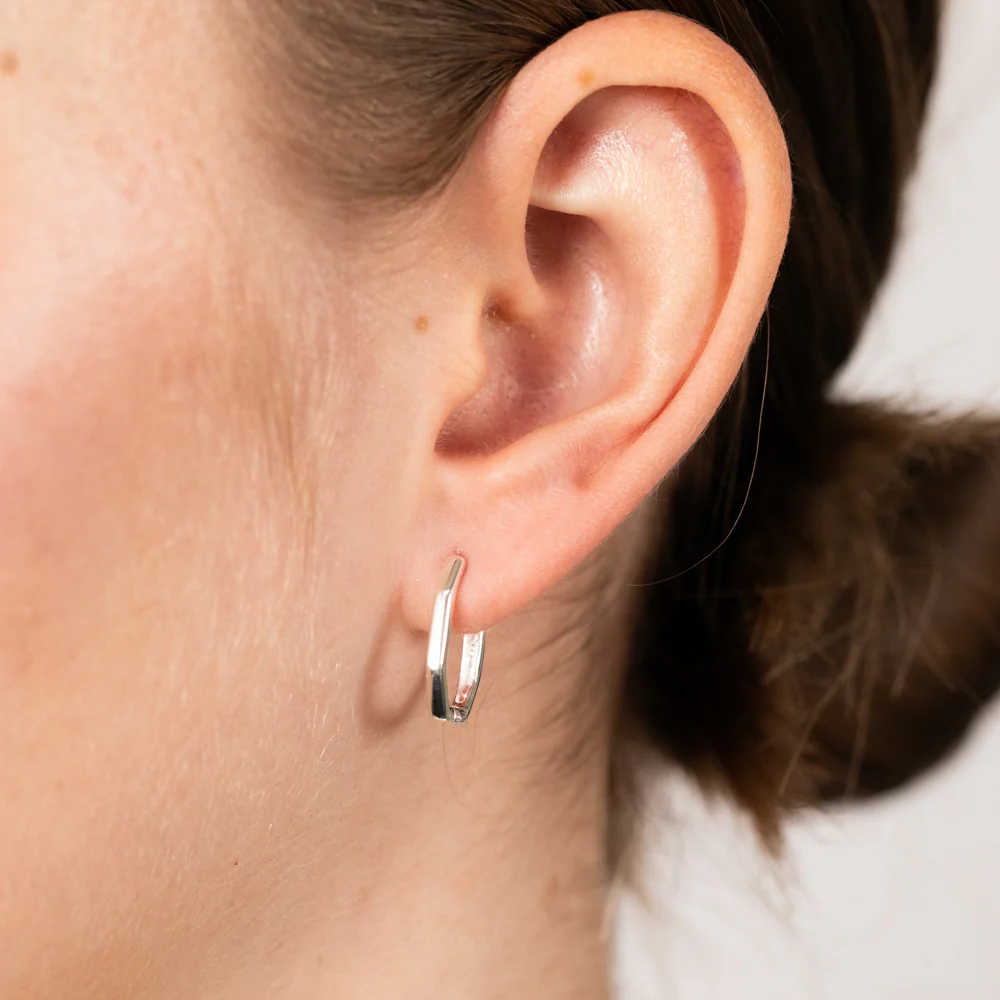 Sterling Silver Polished Octagonal Sleeper Earrings - Image 2