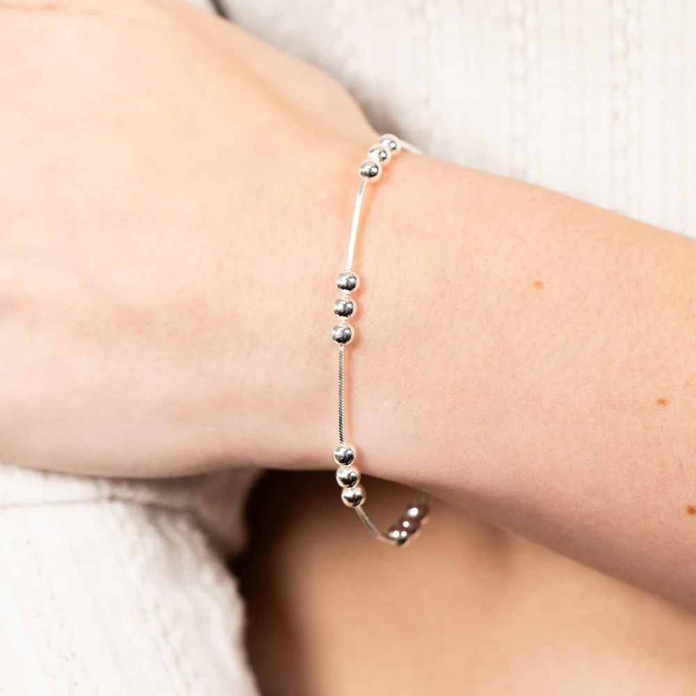 Sterling Silver Polished Silver Beads 19cm Bracelet - Image 3