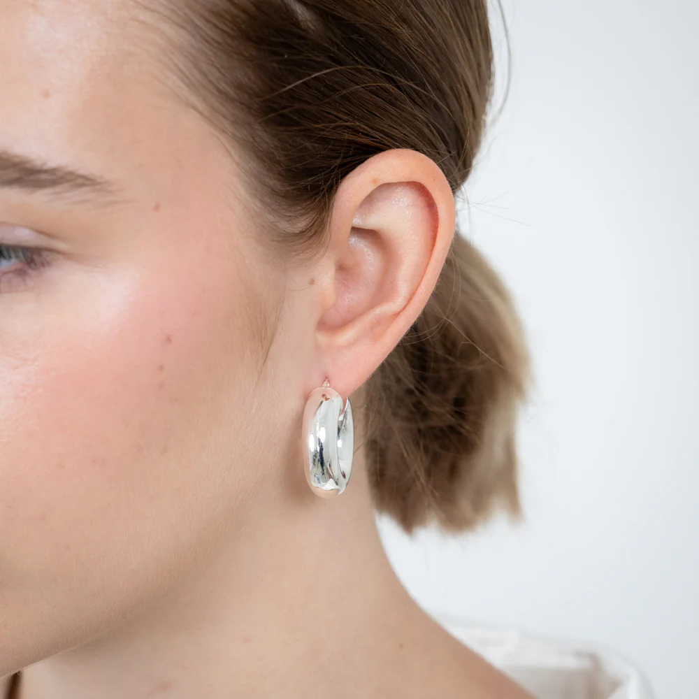Sterling Silver Polished Tube 10mm Hoop Earrings - Image 2