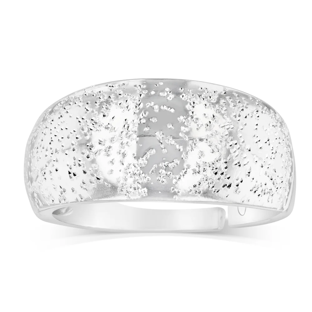 Sterling Silver Polished with Glitter Open Ring