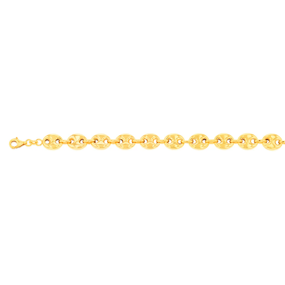Sterling Silver Puff Gold Plated 17.5cm Bracelet - Image 2