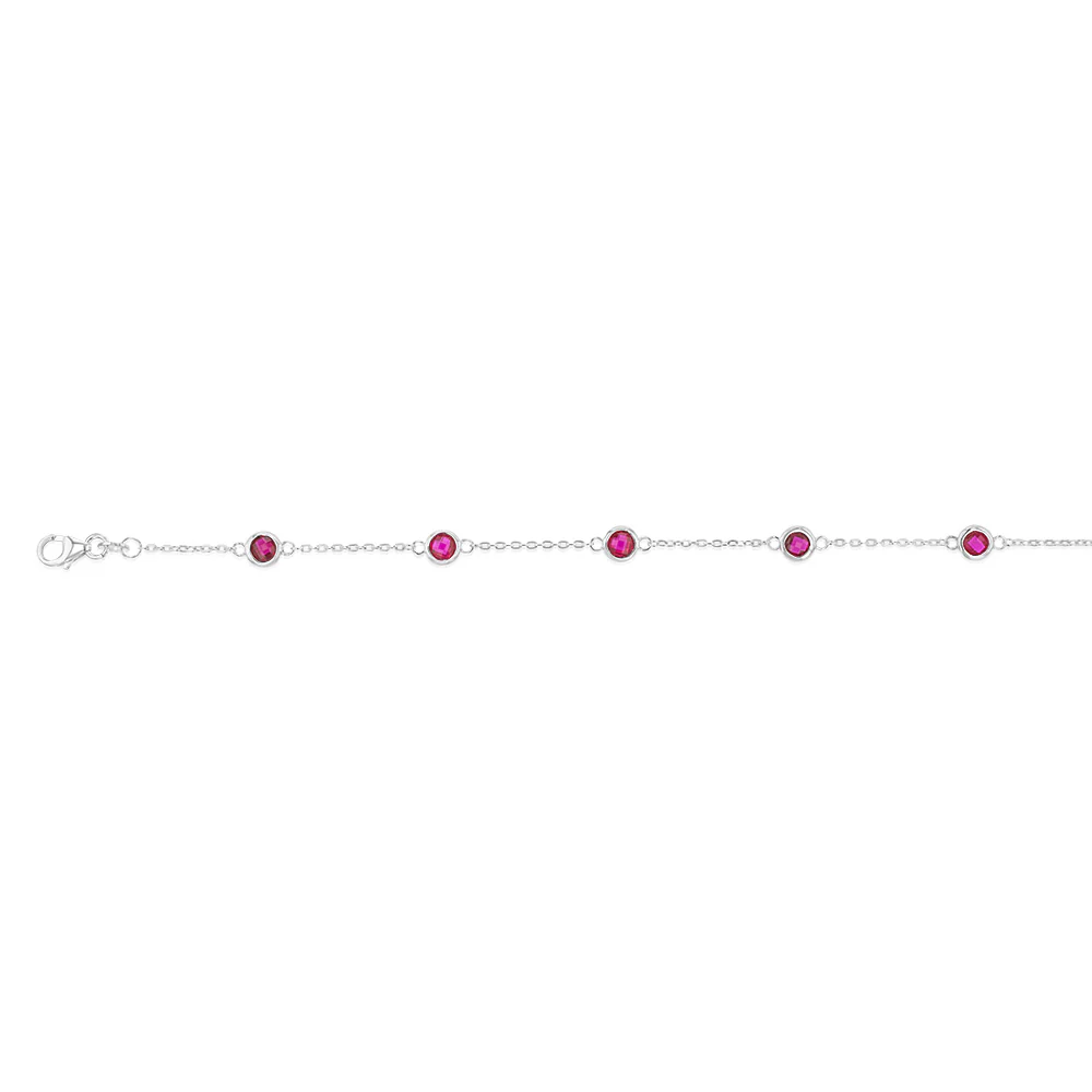 Sterling Silver Red Zirconia 19cm Bracelet - Image 2