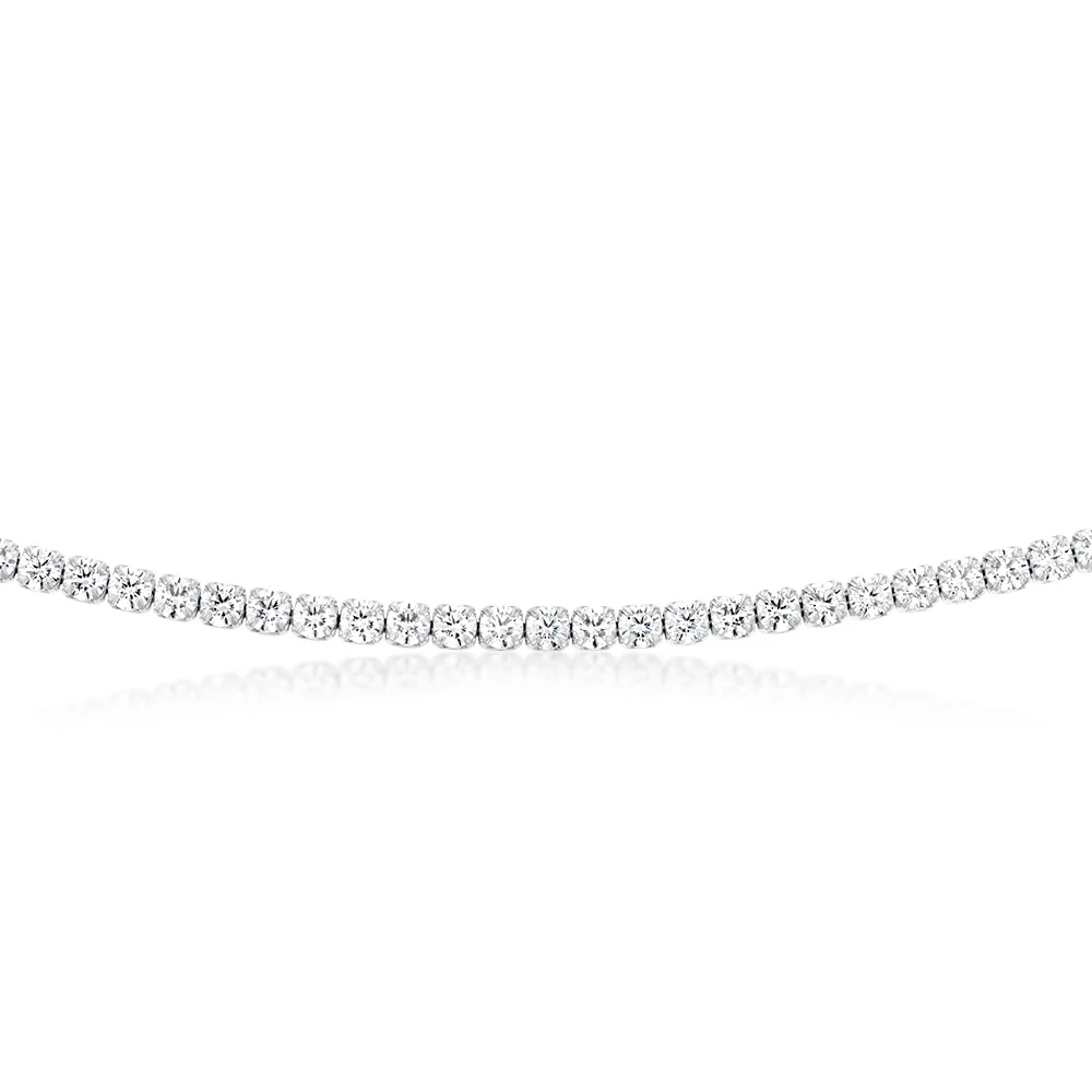 Sterling Silver Rhodium Plated 3mm Cubic Zirconia 45cm Chain - Image 2