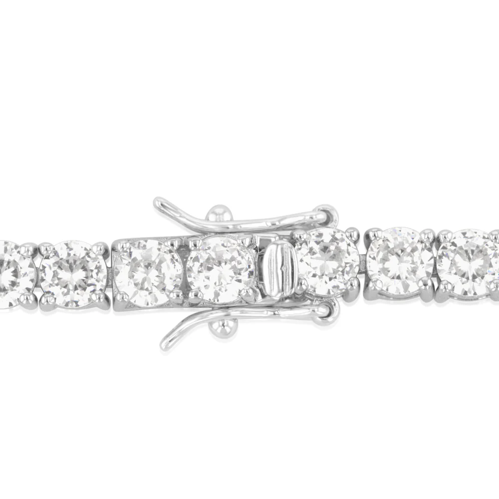 Sterling Silver Rhodium Plated 4mm Cubic Zirconia 18.4cm Tennis Bracelet - Image 4