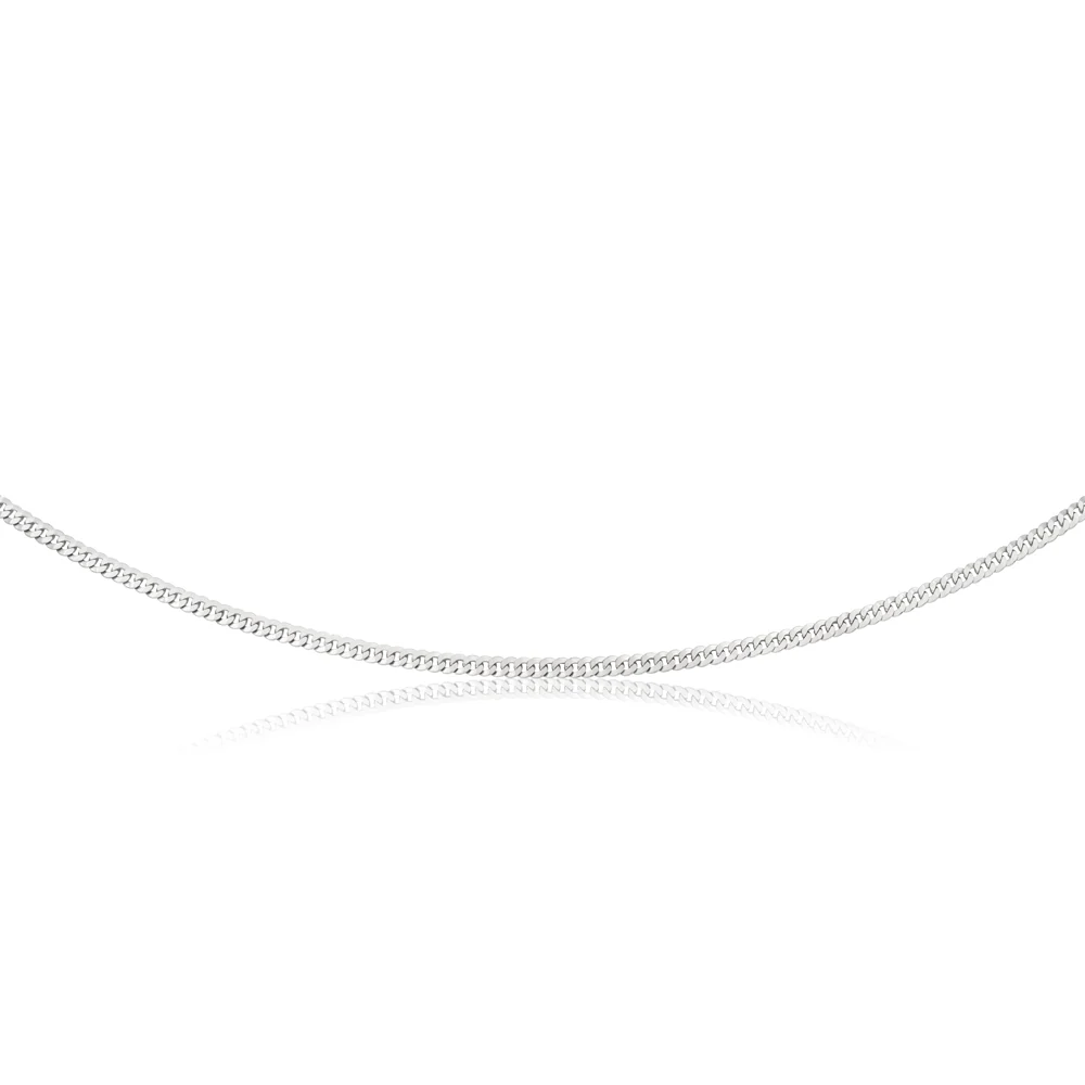 Sterling Silver Rhodium Plated 55cm 90 Gauge Flat Curb Chain - Image 2
