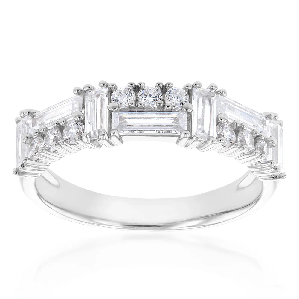 Sterling Silver Rhodium Plated Cubic Zirconia Fancy Ring