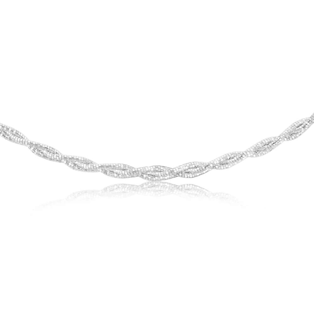 Sterling Silver Rhodium Plated Fancy Braided 42+3cm Chain - Image 2