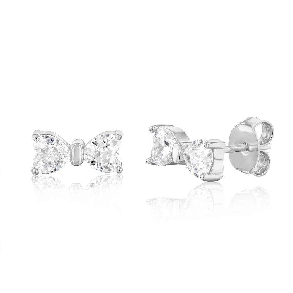 Sterling Silver Rhodium Plated Heart Shaped White Cubic Zirconia Ring