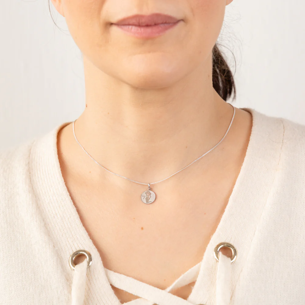 Sterling Silver Rhodium Plated Round Zodiac Virgo Pendant - Image 2